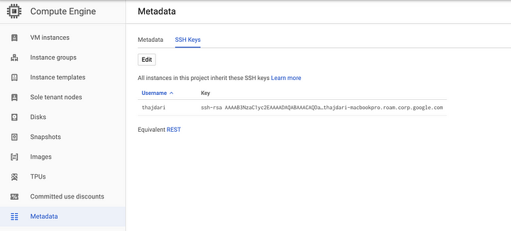 Adding your SSH key to GCP